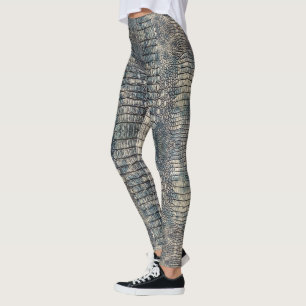 Light Blue Alligator Leather  Leggings