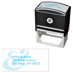 Light Blue Ampersand Wedding Return Address  Self-inking Stamp