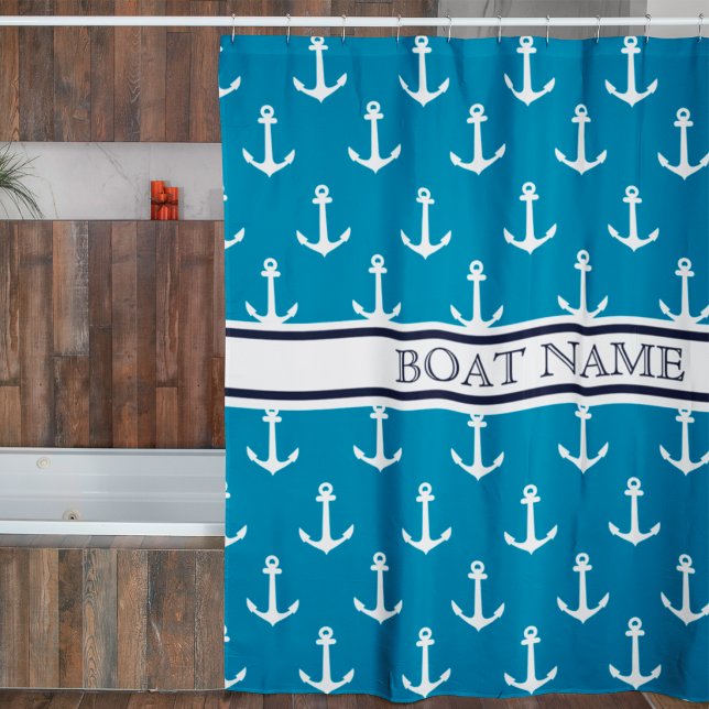 Light Blue Anchor Pattern Nautical Boat Name  (Creator Uploaded)