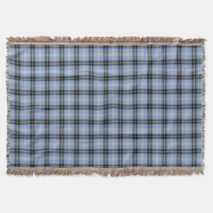 Light Blue and Black Bell Clan Scottish Plaid Throw Blanket