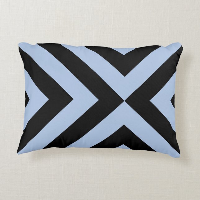 Light Blue and Black Chevrons Decorative Pillow (Back)