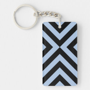 Light Blue and Black Chevrons Keychain