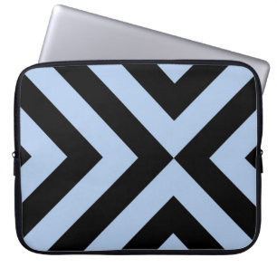 Light Blue and Black Chevrons Laptop Sleeve