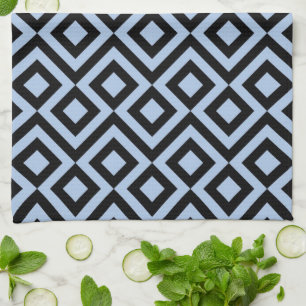 Light Blue And Black Meander Kitchen Towel