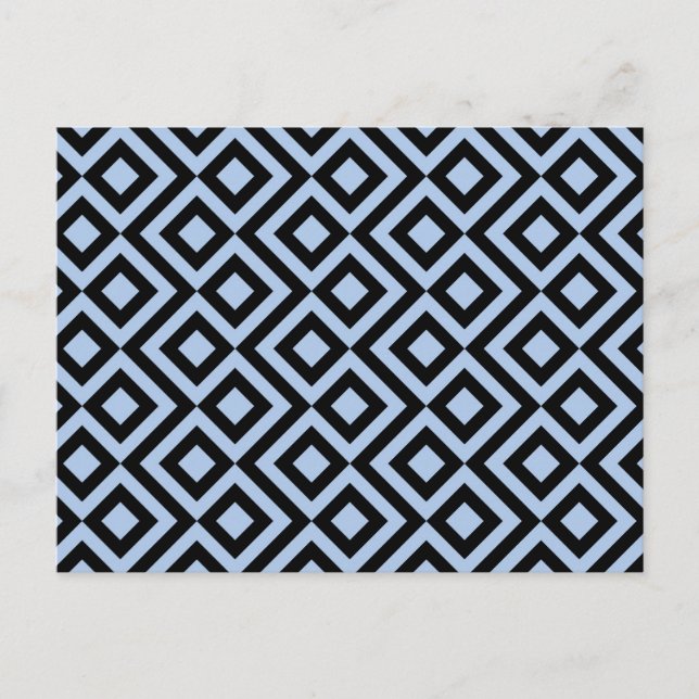 Light Blue And Black Meander Postcard (Front)