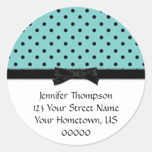 Light Blue and Black Polka Dot Address Stickers