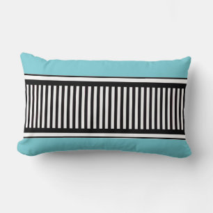 Light Blue and Black Polka Dot Lines Abstract Lumbar Pillow