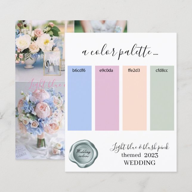 Light blue and blush pink Wedding colours Palette  (Front/Back)