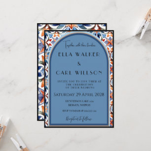Light Blue And Chic Tile Wedding Invitation