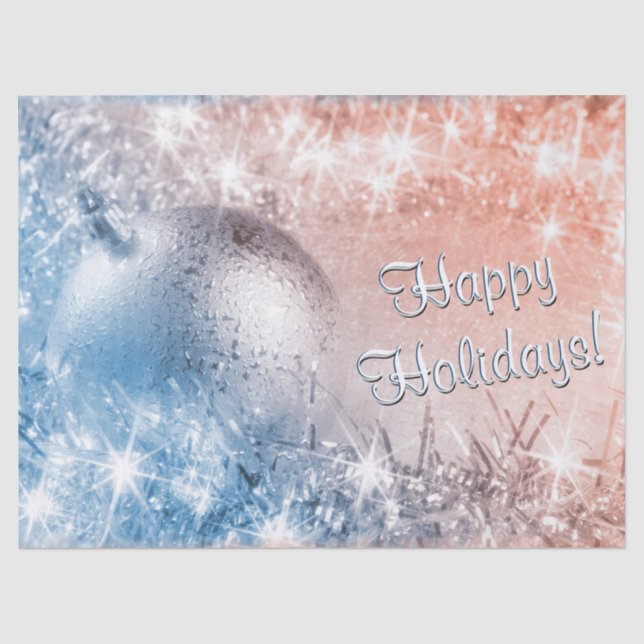 Light Blue and Coral Christmas Tissue Paper (Front)