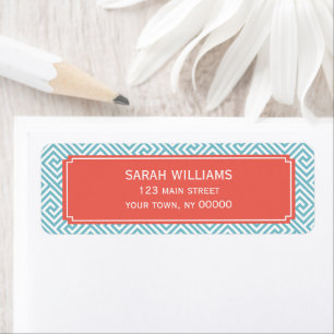 Light Blue and Coral Greek Key Pattern