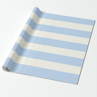 Light Blue and Cream Awning Stripes Wrapping Paper