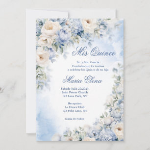 Light Blue and Cream Colour Roses. Invitation