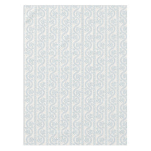 Light Blue and Cream Floral Stripe Tablecloth
