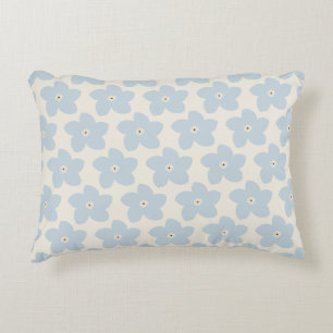 Light Blue And Cream Retro Flower Accent Pillow