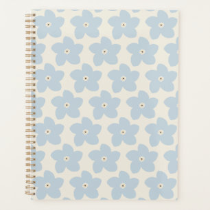 Light Blue And Cream Retro Flower Planner