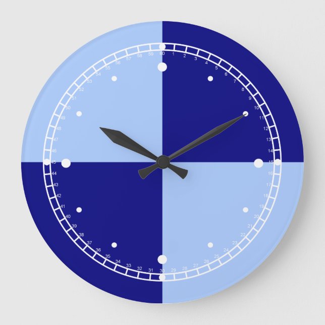 Light Blue and Dark Blue Rectangles Large Clock (Front)