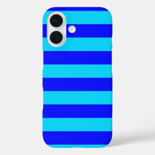 Light Blue and Dark Blue Stripes Design iPhone 16 Case