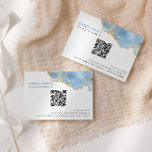 Light Blue and Gold Agate Bat Mitzvah QR Code RSVP Card<br><div class="desc">This chic design showcases a palette of shades of light blue paired with glittery details that bring a touch of luxury to your event. Use the QR code generator to add your website easily to this item.</div>