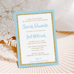 Light Blue and Gold Glitter Rectangle Bat Mitzvah Invitation<br><div class="desc">This trendy Bat Mitzvah invitation features sparkling faux glitter layered against a solid colour background. Use the template form to add your own information. The "Customize" feature can be used to change the font style,  colour and layout.</div>