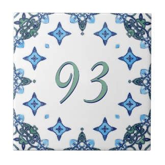 Light Blue and Green Big House Number Tile