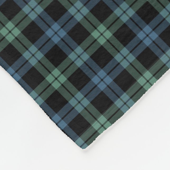 Light Blue and Green Campbell Clan Ancient Tartan Fleece Blanket (Corner)