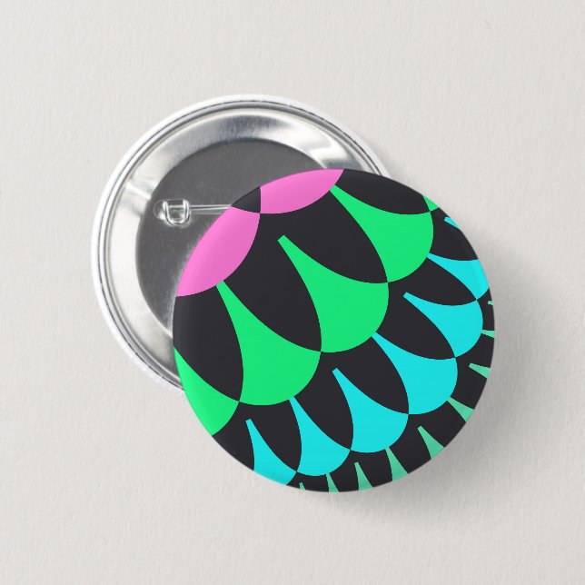 Light Blue and Green Scales 2 Inch Round Button (Front & Back)