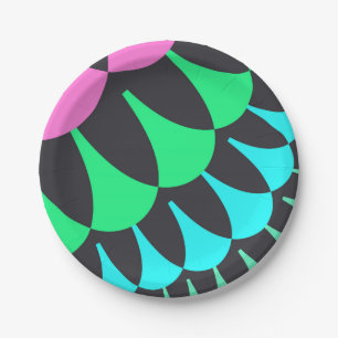 Light Blue and Green Scales Paper Plate