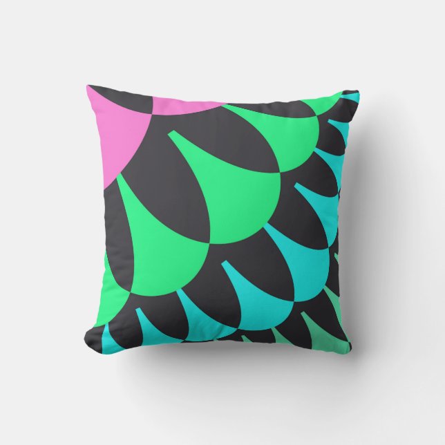 Light Blue and Green Scales Throw Pillow (Front)