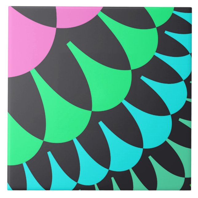 Light Blue and Green Scales Tile (Front)