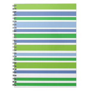 Light Blue and Green Stripe Spiral Notebook