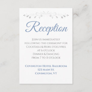 Light Blue and Grey Elegant Wedding Reception Enclosure Card