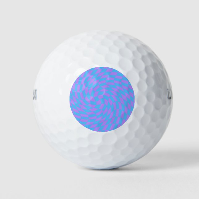 Light Blue and Lavender chequered art pattern  Golf Balls (Front)