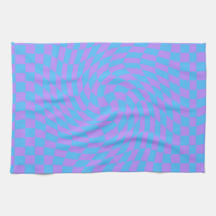 Light Blue and Lavender chequered art pattern  Kitchen Towel
