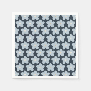 Light Blue And Navy Retro Flower Napkin