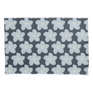 Light Blue And Navy Retro Flower Pillowcase