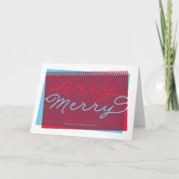 Light Blue and Red Very Merry folded holiday