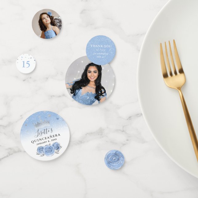 Light Blue and Silver Elegant Photo Confetti (Group)