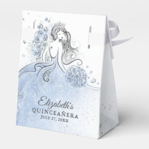 Light Blue and Silver Princess Birthday Party Favor Box