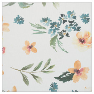 Light blue and soft yellow flowers pattern fabric