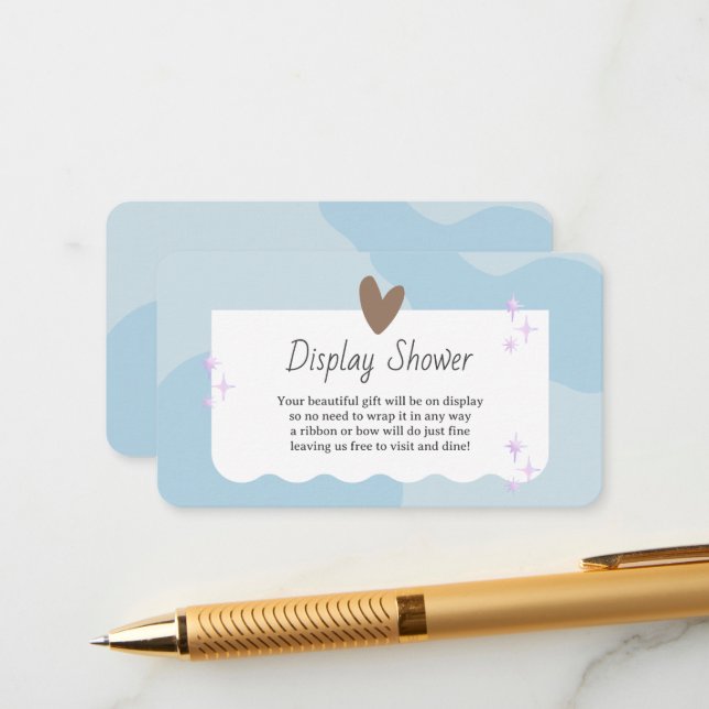 Light Blue and Star Baby Display Shower Enclosure Card (Front/Back In Situ)