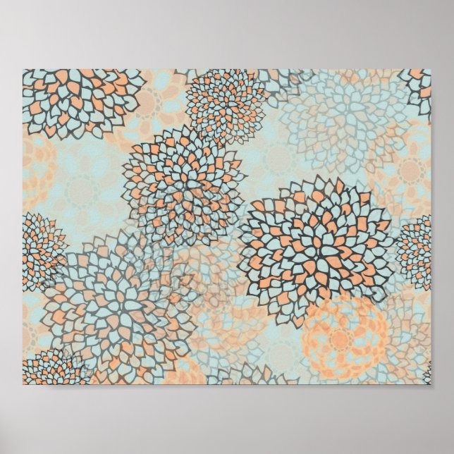 Light Blue and Tan Flower Burst Poster (Front)