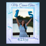 Light Blue and Turquoise Quinceanera Welcome Sign<br><div class="desc">Honor your Mis Quince with a baby blue and turquoise dragonfly welcome sign. Dazzle your guests with a Quinceañera welcome sign with your beautiful photo. Aquamarine and blue watercolor texture is beautiful with matching invitations, rsvp cards, envelopes, labels, and stickers. Easily add your photo and transfer this whimsical blue dragonfly...</div>