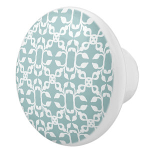 Light Blue And White Art Deco Modern Ceramic Knob