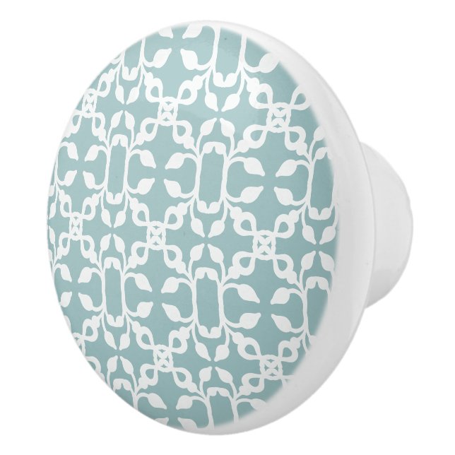 Light Blue And White Art Deco Modern Ceramic Knob (Right)