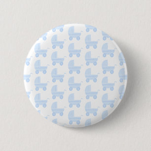 Light Blue and White Baby Stroller Pattern. 2 Inch Round Button
