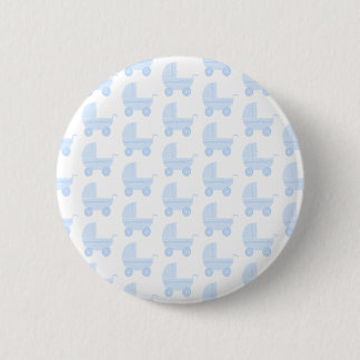 Light Blue and White Baby Stroller Pattern. 2 Inch Round Button
