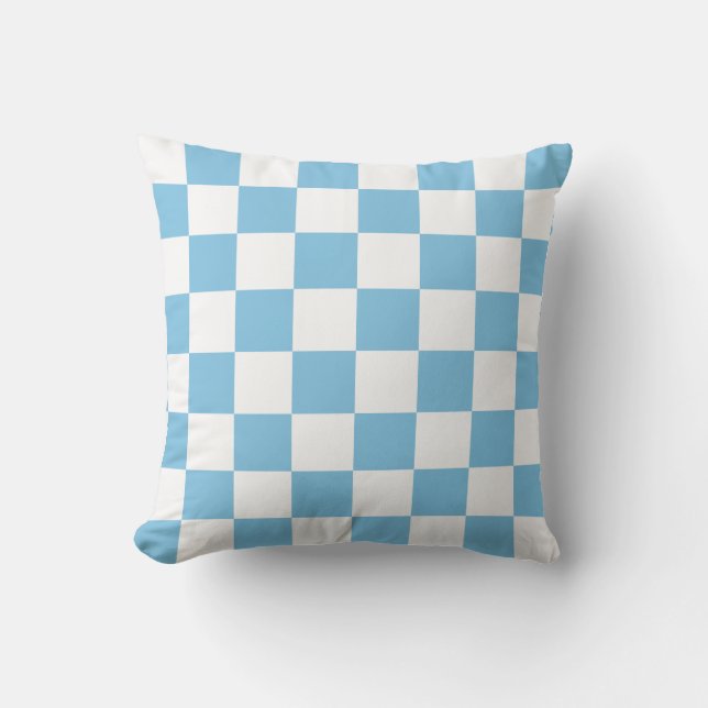 Light Blue and White Checks Throw Pillow (Front)