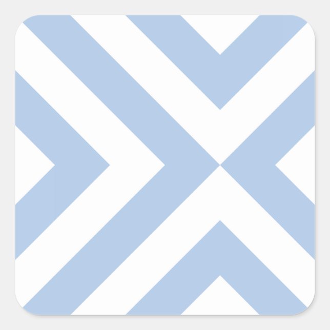 Light Blue and White Chevrons Square Sticker (Front)