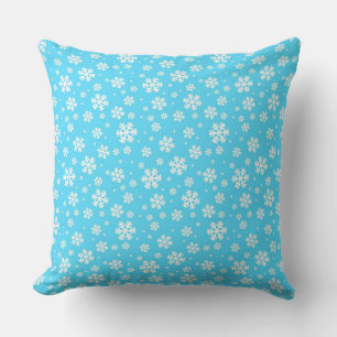 Light Blue and White Christmas Snowflakes Pattern Throw Pillow